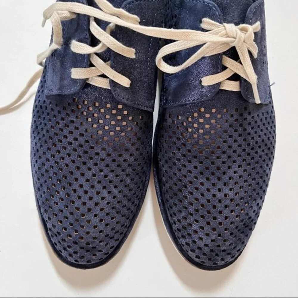 Trask Lena Perforated Leather Sneaker in Indigo 8.5